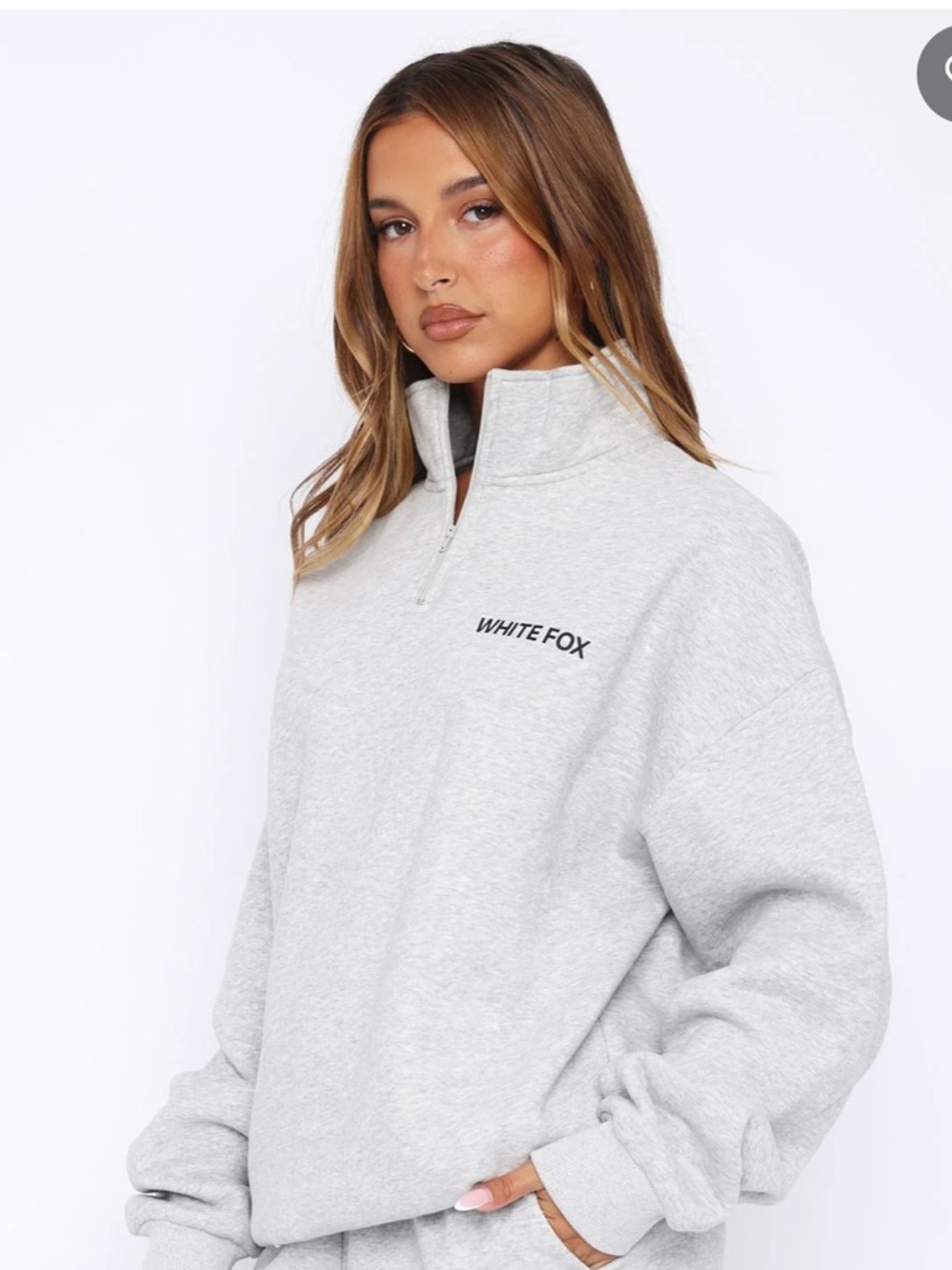 Wildfox Light Grey Marle Half-Zip Sweatshirt - Picture 5 of 13